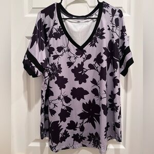 Casual Lilac/Black V-neck Top